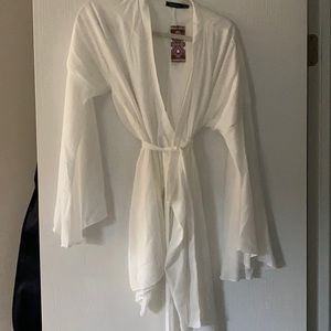 White wrap kimono dress